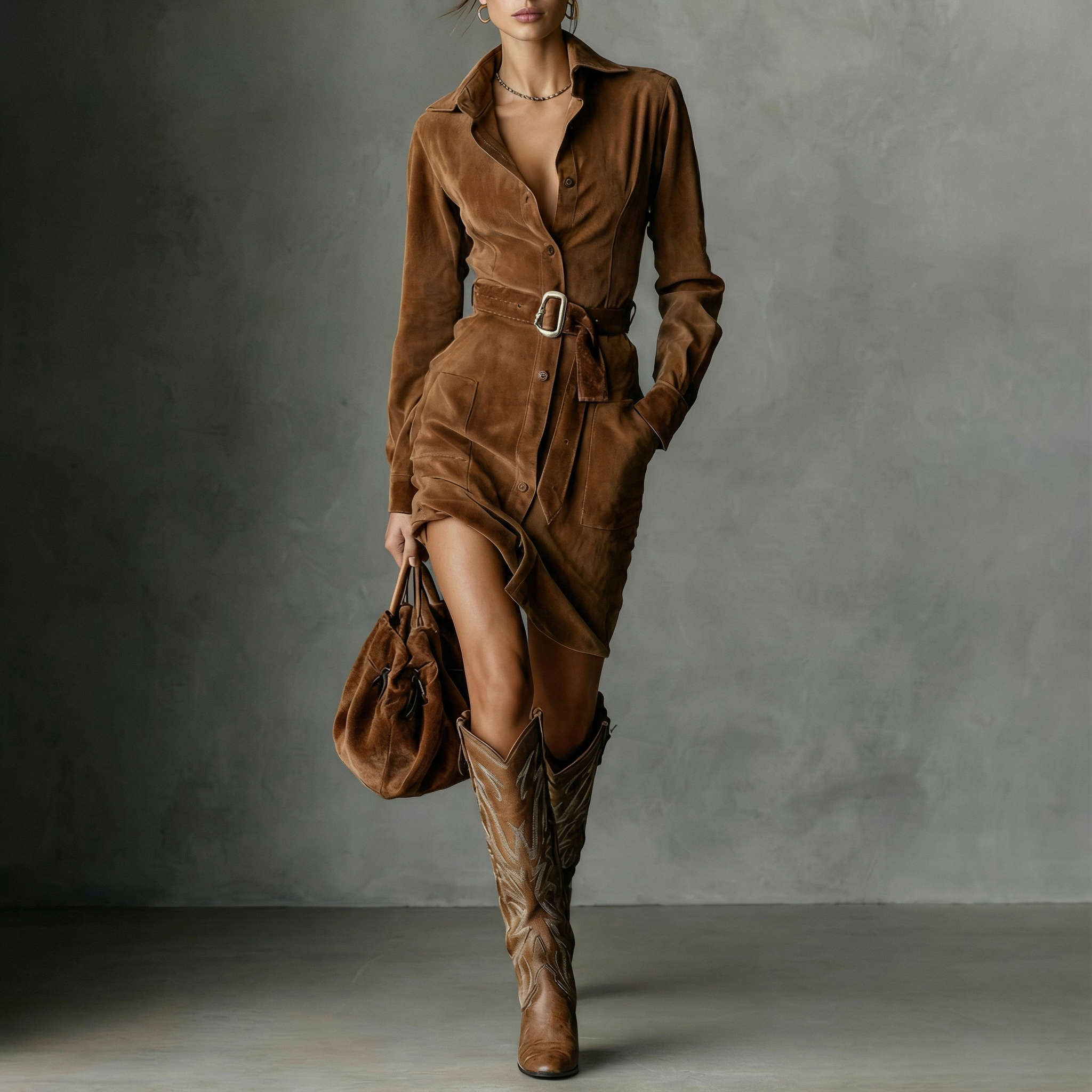 PIA™ | Vestido midi de manga larga