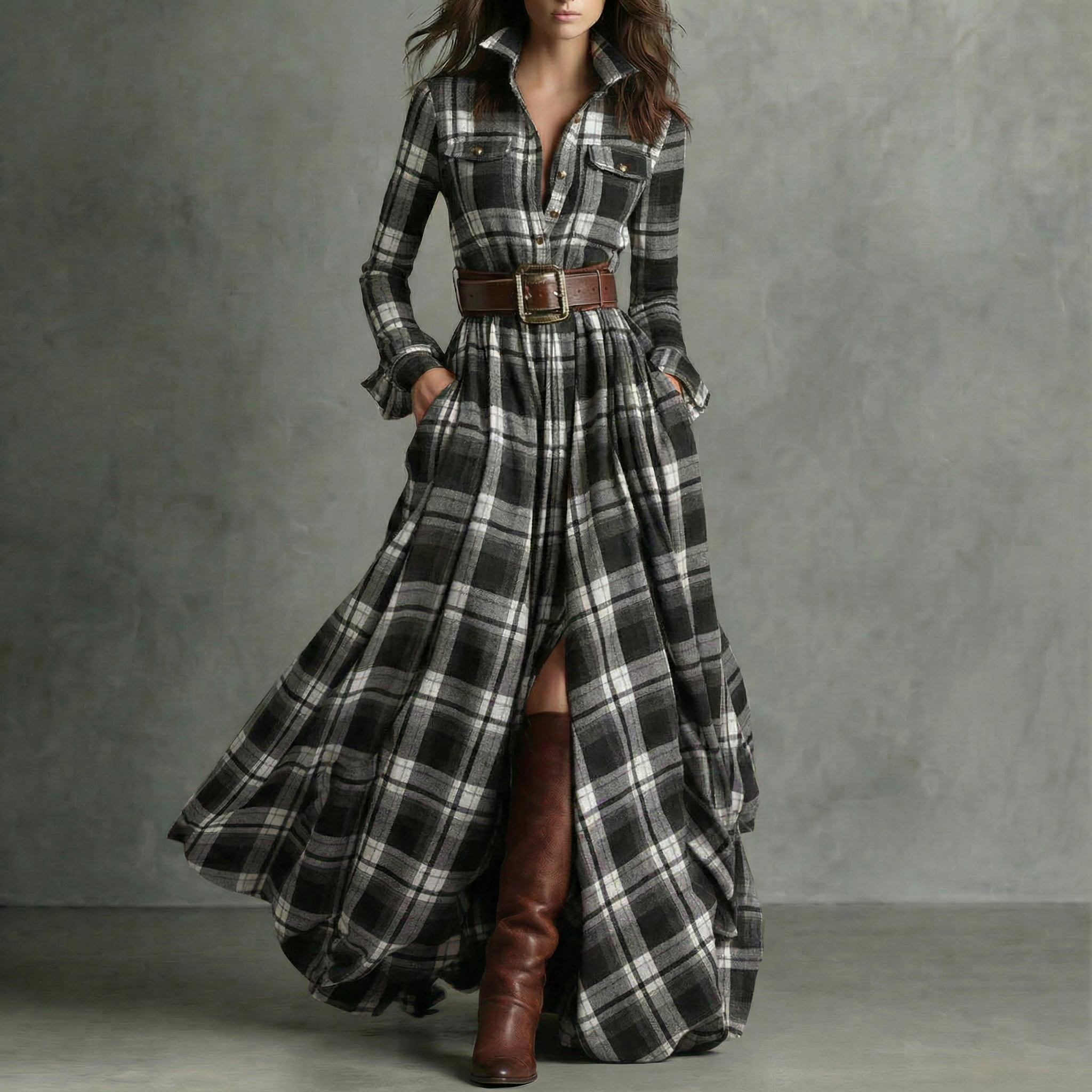 GIULIETTA™ | Vestido camisero largo con cinturón