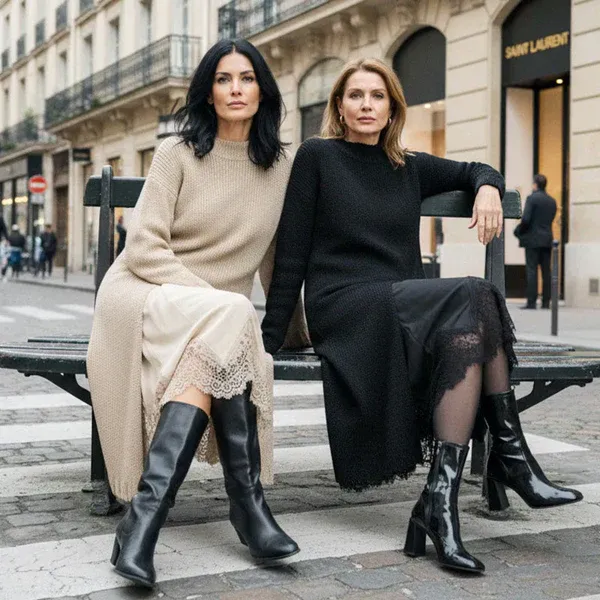 ORIANA™ | Conjunto de punto con vestido lencero