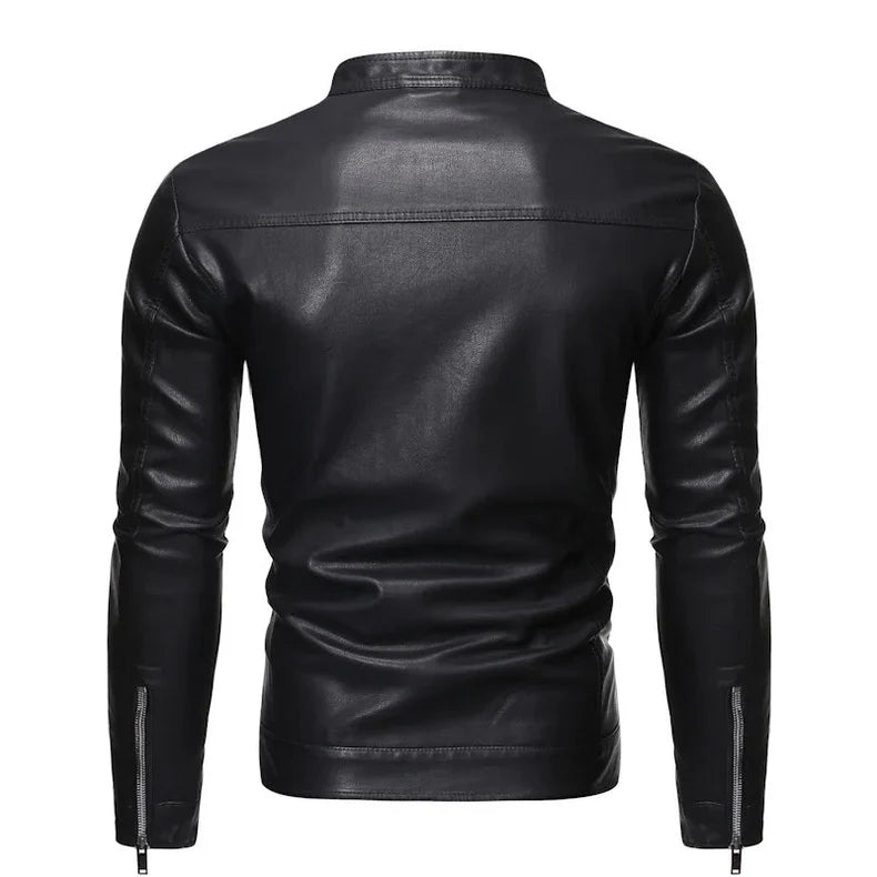 Chaqueta de piel con cuello alto